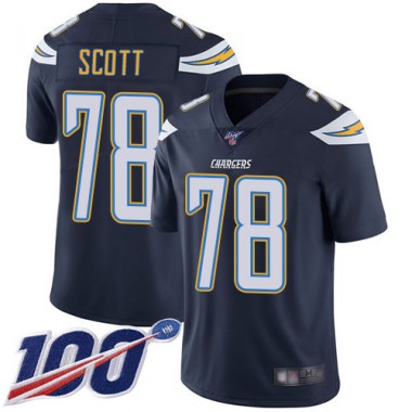 Los Angeles Chargers NFL Football Trent Scott Navy Blue Jersey Men Limited 78 Home 100th Season Vapor Untouchable